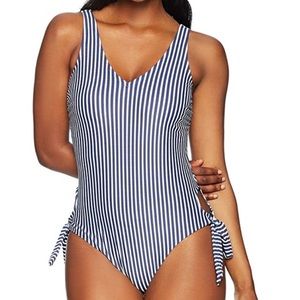 NWT Crystal Blue one-piece swimwear stripes sz L